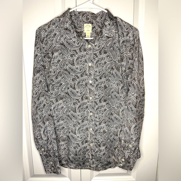 J. Crew Silk Blend The Perfect Shirt Size 2 Small Gray Paisley Button Up Women’s - Picture 1 of 7